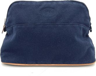 Herm&egrave;s Navy Canvas Pouch (Pre-Owned)