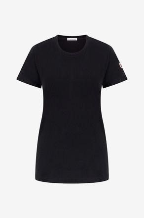 Moncler Rundhals-Kurzarm-T-Shirt aus Jersey Hahn