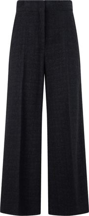 Moschino Cropped Boucl&eacute; Broek - Dames - Wijde Broeken - Zwart - S - Wol - Broeken