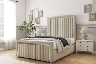 Comfort Beds Boston Chrome Plush Bed Frame With Mattress-50 Upholstered in Cream | Size: Single