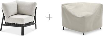 Castlery Beige Outdoor Corner Sofa with Cover | Sorrento by Castlery, Modern Outdoor Living, Weather-Resistant