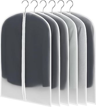 OEM Fundas Para Ropa, Juego De 6 (60x100 Cm) - Fundas Transparentes Y Resistentes Con Cremallera Reforzada, A Prueba De Polvo E Impermeables Para Trajes, 