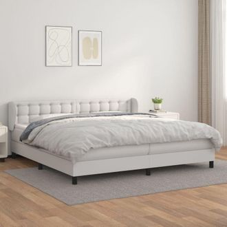 vidaXL Vidaxl - Cama Box Spring Con Colch&oacute;n Cuero Sint&eacute;tico Blanco 200x200 Cm