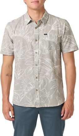 O'Neill TRVLR UPF Traverse Floral Short Sleeve Performance Button-Up Shirt in Khaki at Nordstrom, Size Xx-Large