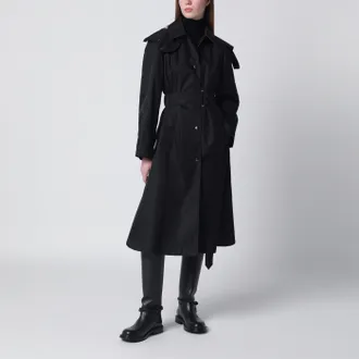 Burberry Long black nylon car coat