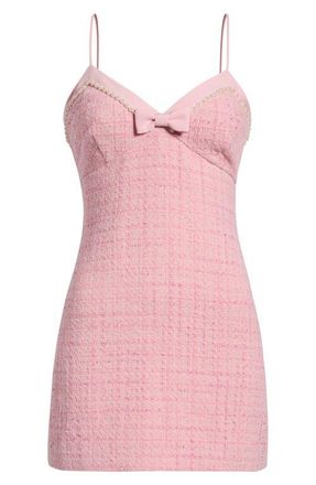LoveShackFancy Florencio Sleeveless Tweed Minidress in Pink Hibiscus at Nordstrom, Size 10