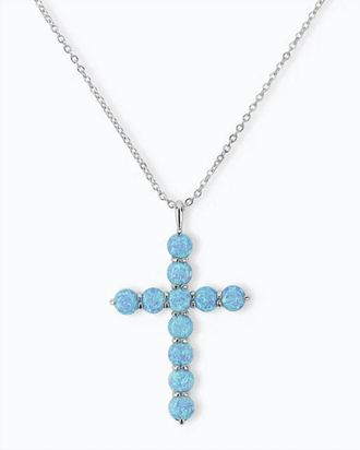 Melinda Maria Womens Oh She Fancy Opal Cross Pendant In Silver