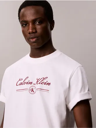 Calvin Klein Jeans Calvin Klein Mens Script Logo Graphic Tee - White - 2XL