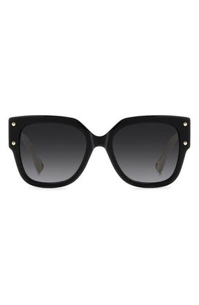 Carolina Herrera Her 55mm Gradient Square Sunglasses in Black White/dark Grey Sf at Nordstrom