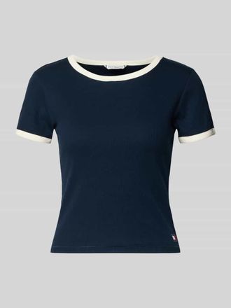 Tommy Hilfiger Slim Fit T-Shirt aus Baumwoll-Mix in Dunkelblau, Gr&ouml;&szlig;e XL