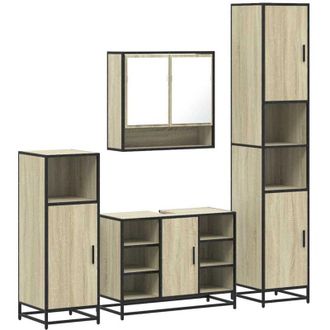 vidaXL Vidaxl - Juego De Muebles De Ba&ntilde;o 4 Pzas Contrachapada Roble Sonoma