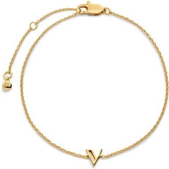 Monica Vinader Initial Chain Bracelet in 18K Gold Vermeil V at Nordstrom
