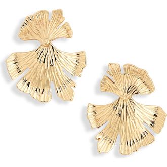 Nordstrom Rack Textured Leaf Drop Earrings in Gold at Nordstrom Rack