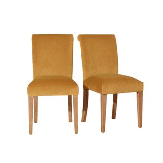 Robin des Bois Juego de 2 sillas de hevea y tela amarillo