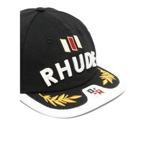 Rhude RHSS26HA01214 Embroidered Cotton Baseball Cap - Black
