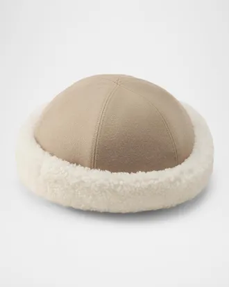Helen Kaminski Nika Shearling-Trim Brushed Wool Beanie