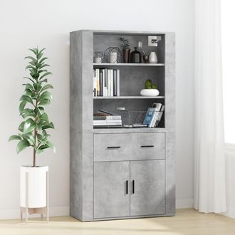vidaXL Aparador Alto Madera Contrachapada Gris Hormig&oacute;n Vidaxl