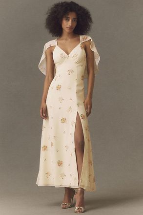 BHLDN Chiffon Cape Maxi Dress