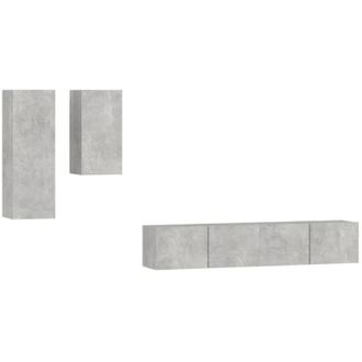 vidaXL Vidaxl - Set De Muebles De Tv 4 Pzas Madera Contrachapada Gris Hormig&oacute;n