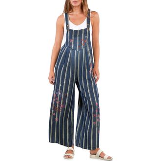 BILLY T In Full Bloom Denim Overalls in Indigo Cabana Str at Nordstrom, Size X-Small