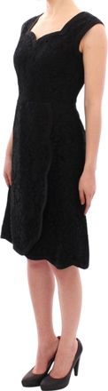 Dolce & Gabbana Womens Black Floral Lace Sicily Runway Dress Cotton