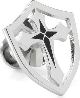 Cufflinks Inc. Cross Shield Stainless Steel Lapel Pin in Silver at Nordstrom