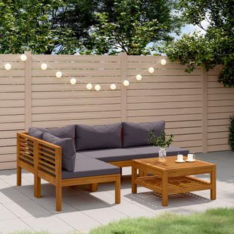 vidaXL Vidaxl - Muebles De Jard&iacute;n 5 Pzas Cojines Madera Maciza De Acacia