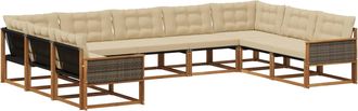 vidaXL Conjunto De Sof&aacute;s De Exterior 9 Uds. Natural Y Beige Vidaxl