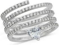 Savvy Cie Jewels Pav&eacute; Cubic Zirconia Spiral Heart Cigar Ring in White at Nordstrom Rack, Size 10