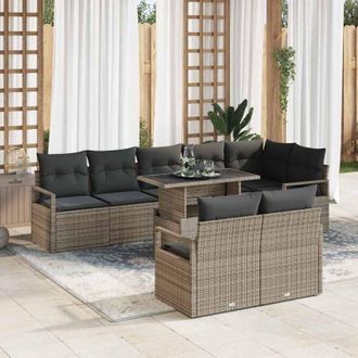vidaXL Conjunto De Sof&aacute; De Jard&iacute;n 9 Pcs Gris Polirat&aacute;n Vidaxl