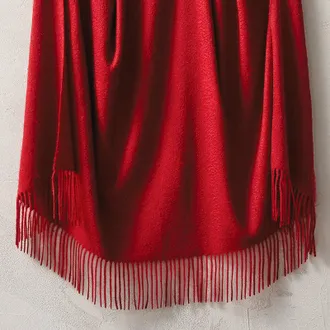 Frontgate Cashmere Fringe Throw - Red - Frontgate