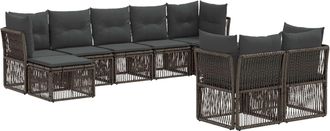 vidaXL Conjunto De Sof&aacute;s De Jard&iacute;n 9 Uds. Gris Rat&aacute;n Sint&eacute;tico Vidaxl