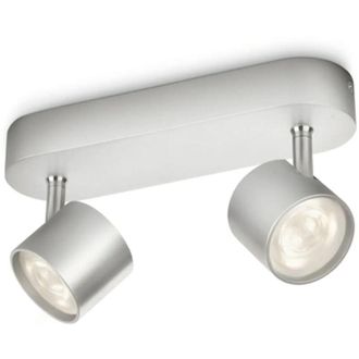 Philips Lighting Faretti Star, 2 Punti Luce Orientabili, LED integrato, 5W, Base Tonda, Grigio