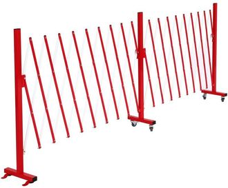 Hhg Hhg - Nunca Usado] Barrera De Seguridad De Aluminio 979, Barrera De Seguridad Tipo Tijera Con Ruedas, Extensible 110x60-500cm, Rojo-blanco