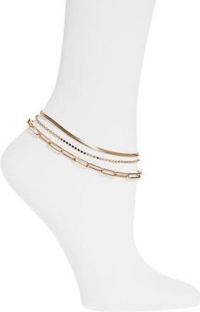 Nordstrom Rack Set of 3 Fancy Chain Anklets in Gold at Nordstrom Rack