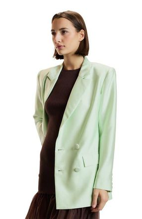 Cynthia Rowley Silk Wool Double Breasted Blazer in Green at Nordstrom, Size X-Small