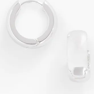 Talbots Classic Huggie Hoop Earrings - Shiny Silver - 001 Talbots