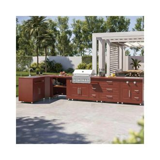 Oviala Cocina exterior de esquina 6 elementos 2 m&oacute;dulos de cocci&oacute;n/fregadero