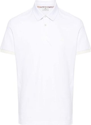 Etro Pegaso-embroidered cotton polo shirt - men - Cotton Slub - L - White