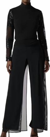 Joseph Ribkoff Elegant Sheer Overlay Trousers In Black