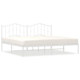 Berkfield Home Metal Bed Frame with Headboard White 193x203 cm