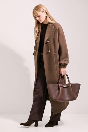 Principles Womens Oversized Drop Shoulder Double Breasted Coat - Brown - Size 18 UK