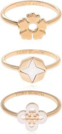 Tory Burch Set van drie ringen met klaverlogo