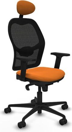 Piqueras y Crespo Jorquera Sincro Malla Negra Similpiel Naranja Brazos 2d Base Nailon Cabecero Fijo Ruedas 65mm Nailon