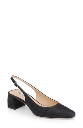 Badgley Mischka Oaklee Block Heel Slingback Pump in Black Silk at Nordstrom, Size 9.5