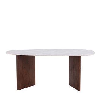 Meubles et Design Mesa de comedor para 8 personas efecto m&aacute;rmol org&aacute;nico - Gris claro