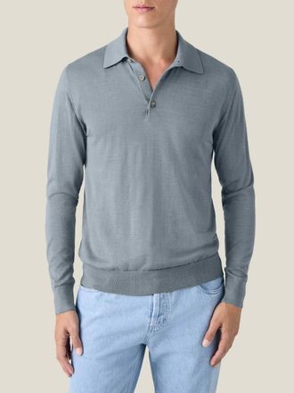 Luca Faloni French Blue Silk-Cashmere Knitted Polo