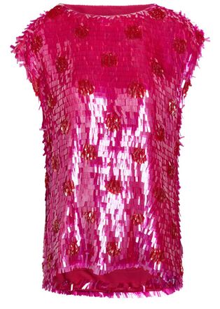 Dries Van Noten Cuzco Sequin-embellished Silk top - Fuchsia - 40 (UK12 / M)