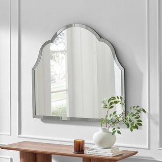 Furniturebox Opaline Grey Ornate Large Arch Wall Mirror