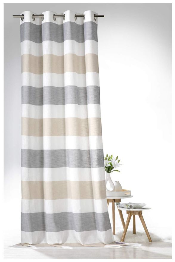 Gardine Blickdicht 245x140 Cm - Ösenschal Jacquard Schwarz-silber